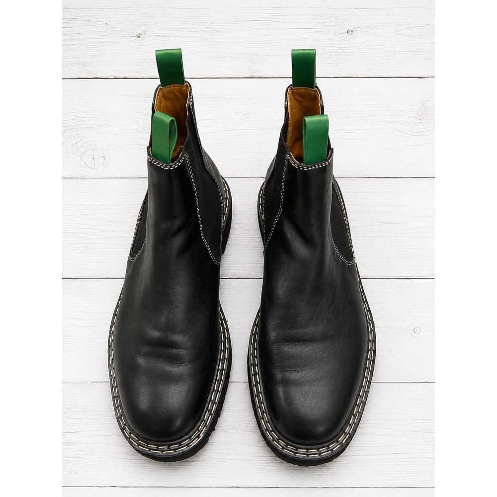 Alias Mae Black Leather Chunky Chelsea Lug Sole Contrast Stitch Boots EU 41US 10
